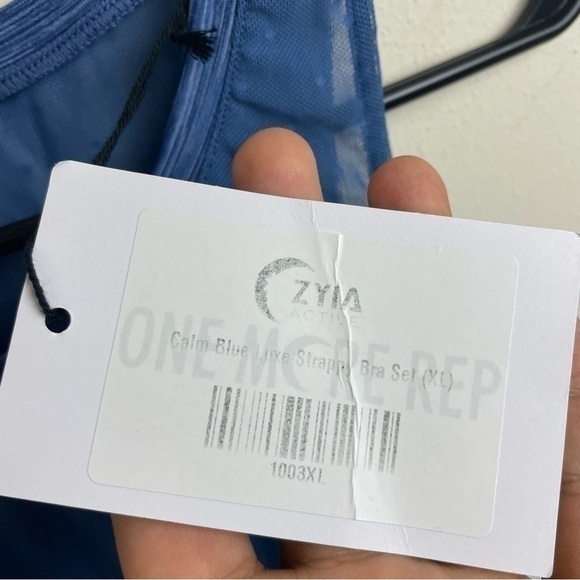 Zyia Blue Luxe Strappy Sheer Polka Dot Tank - Picture 5 of 7